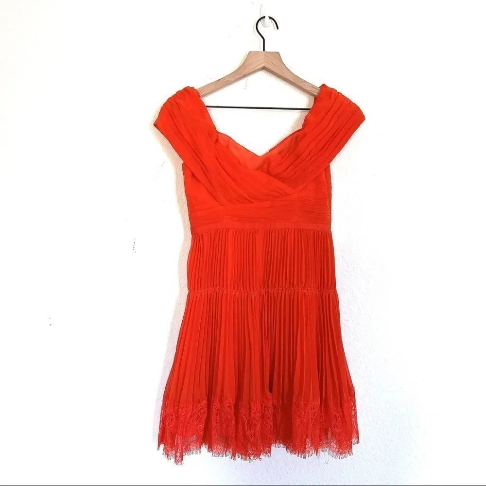 Self-Portrait Orange Off Shoulder Mini Dress - Picture 8 of 13